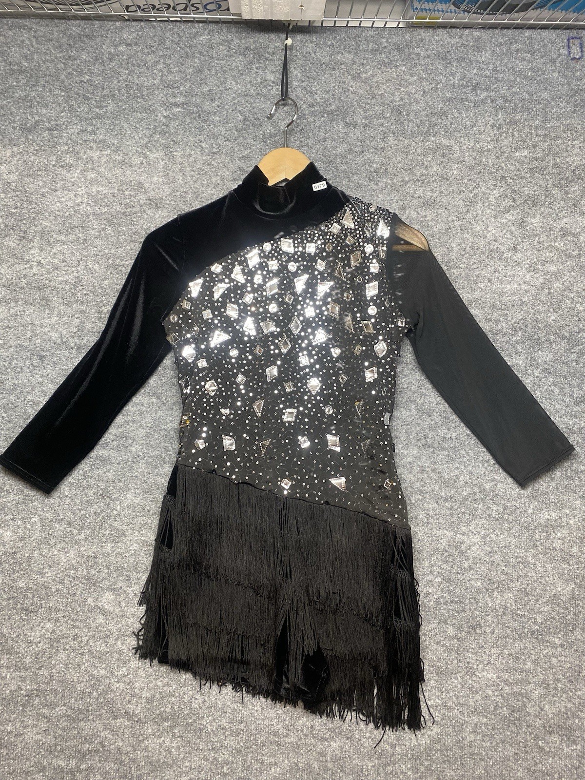 WEISSMAN Elite Dance Costume Black Diamond Studded Top Skirt Set Medium Adult