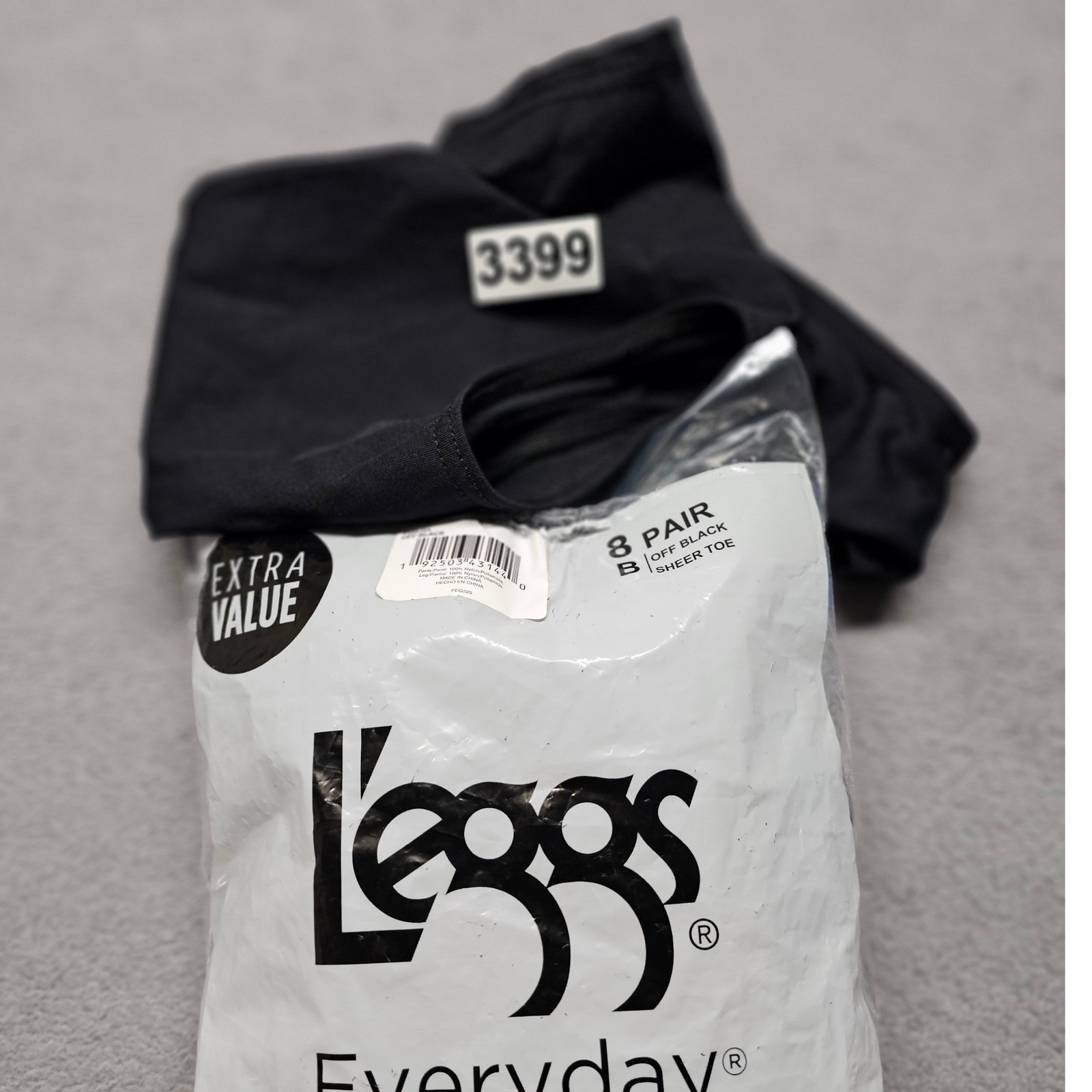 Black Short Sleeve Leotard and 4 L’eggs Everyday Off Black Sheer Toe Tights Set