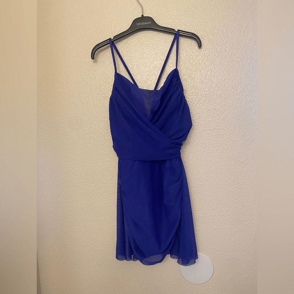 Weissman Balera Dance Costume royal blue Mesh Dress D13010 LA-Large adult