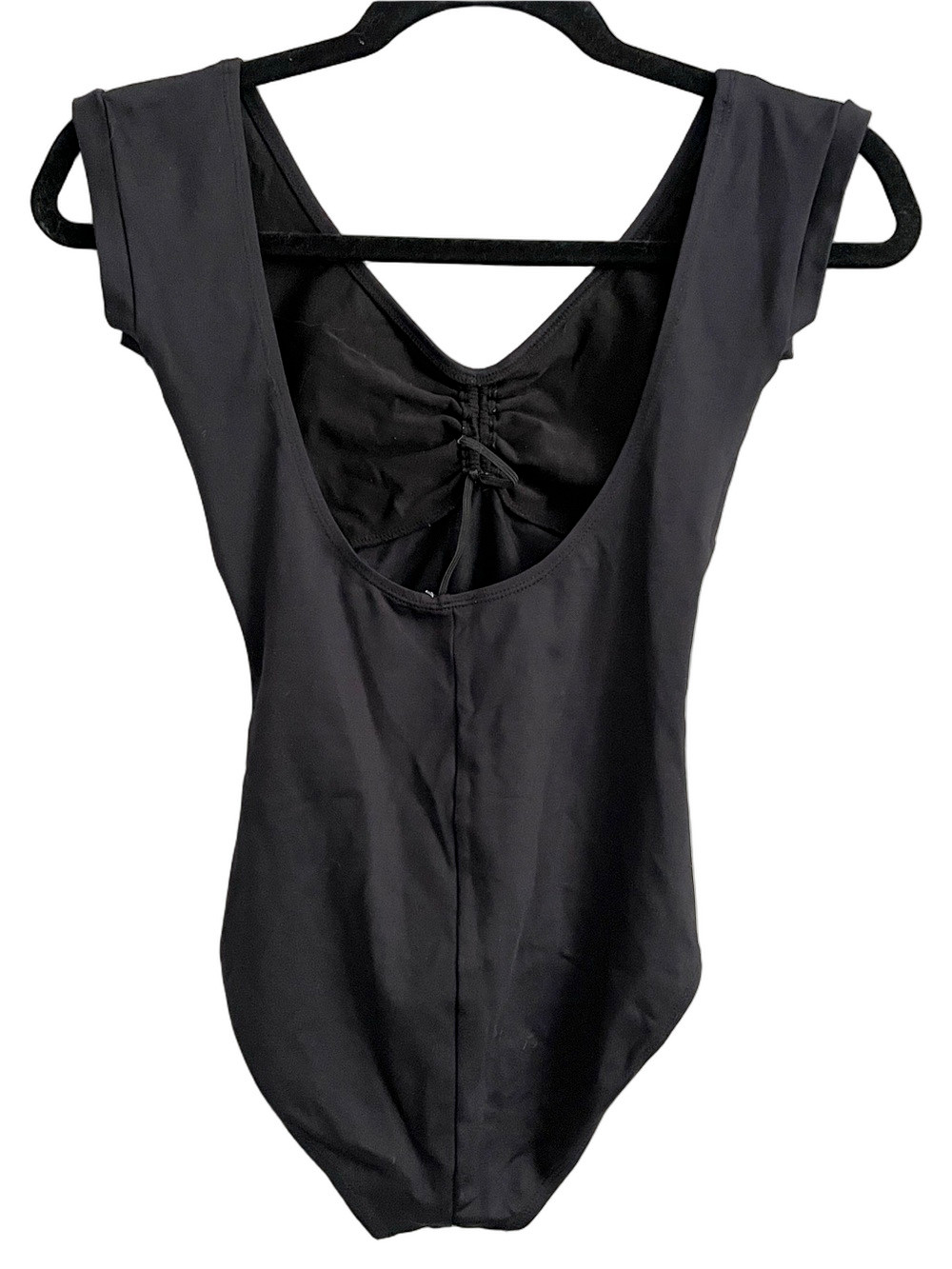 Gaynor Minden Black Cap Sleeve Leotard Bodysuit – Small