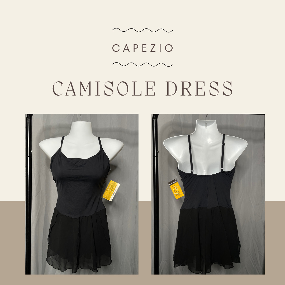 NEW Capezio Camisole Dress leotard with skirt Adult Black Size Large