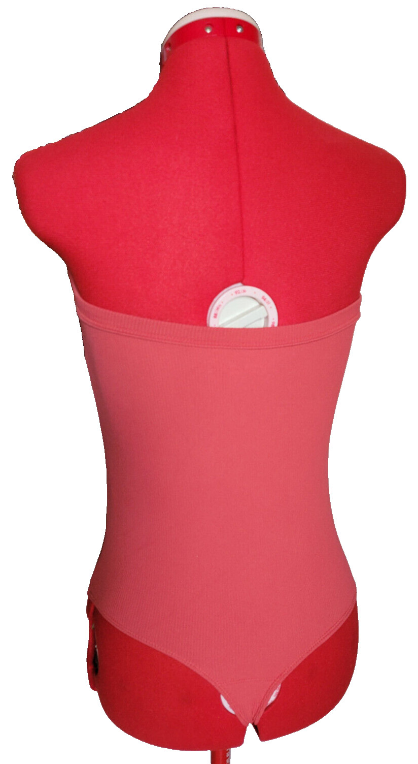 Abercrombie Coral Pink Ribbed Strapless Sweetheart Stretch Leotard Bodysuit M