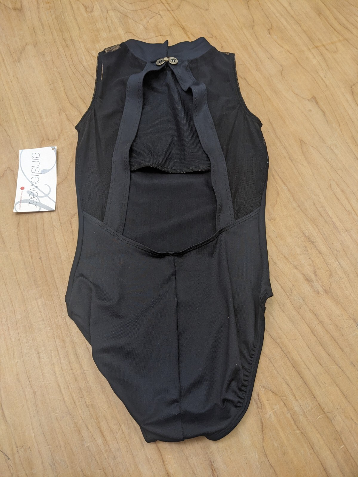 AINSLIEWEAR Ballet Leotard Black High Mock Neck Open Back Mesh Women’s Adult