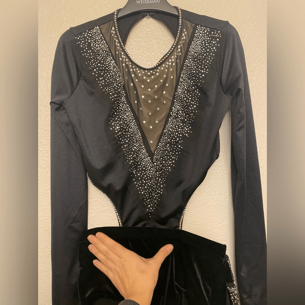 Weissman dance costume solo black crystal jazz lyrical My Head My Heart 14914 MA
