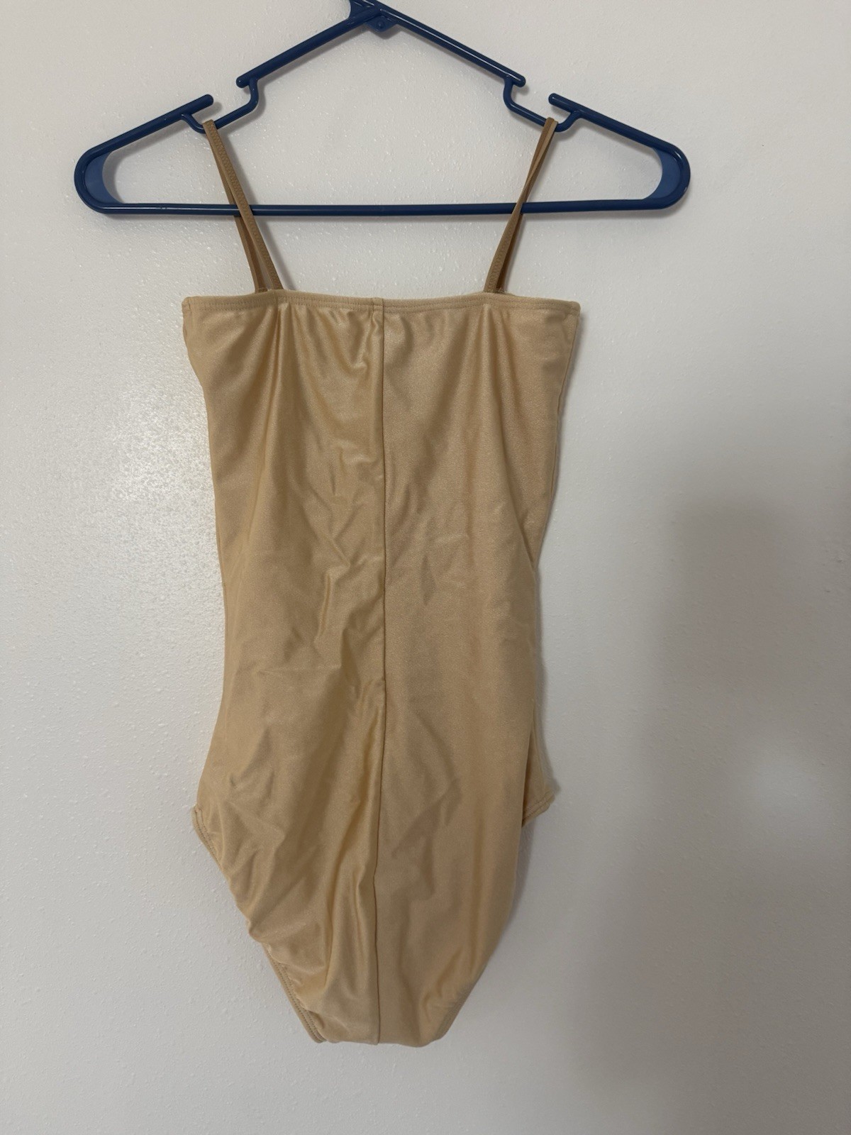 Women’s Beige/Nude Solid Spaghetti Strap Dance Leotard One-Piece Bodysuit