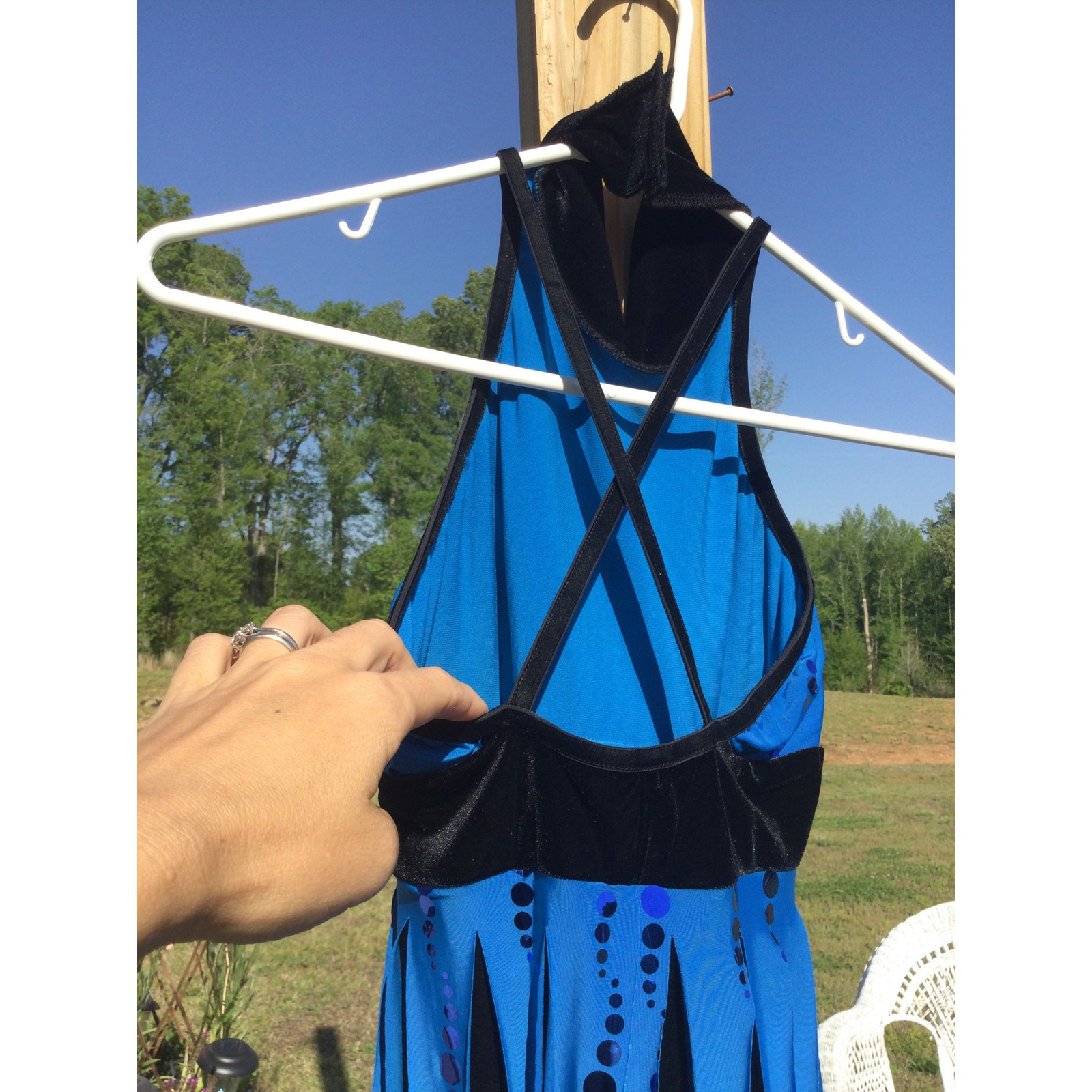 Art Stone Adult Leotard Size Small SA Blue Black Dancewear Tap Jazz Sequin Pleat