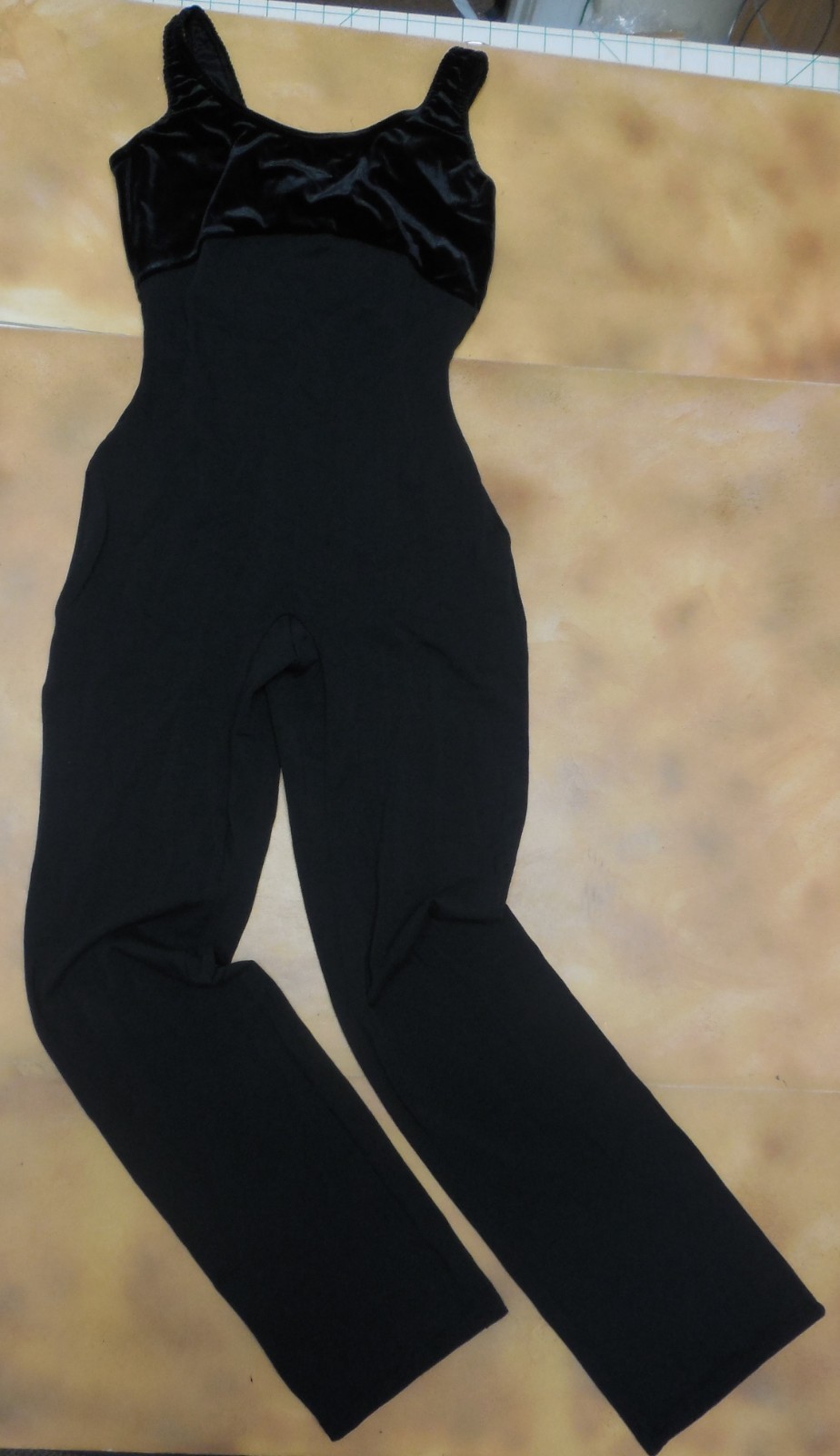 NWOT Black Tank Jazz Unitard Velvet Bodice Ladies Medium Adult Cotton Spandex