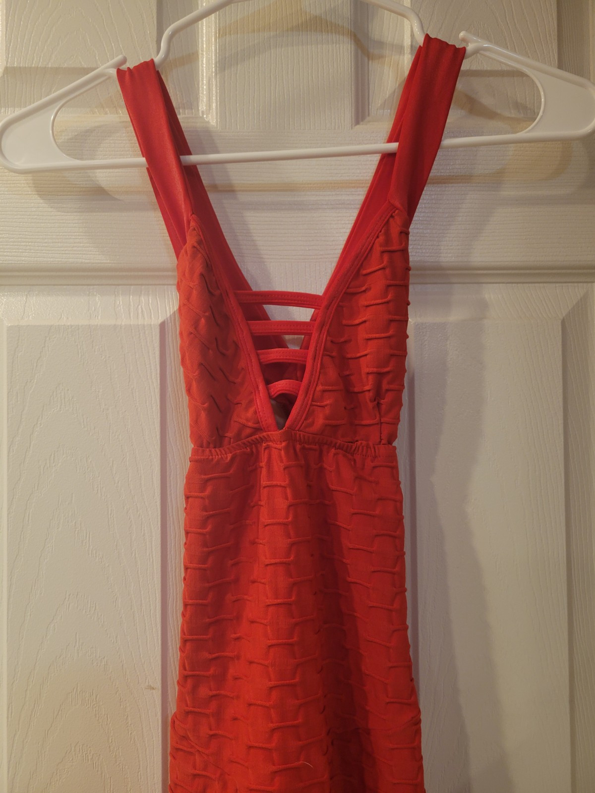 Red Bachata Latin Dance Stretch Bodysuit With Ruched Bottom – Size S