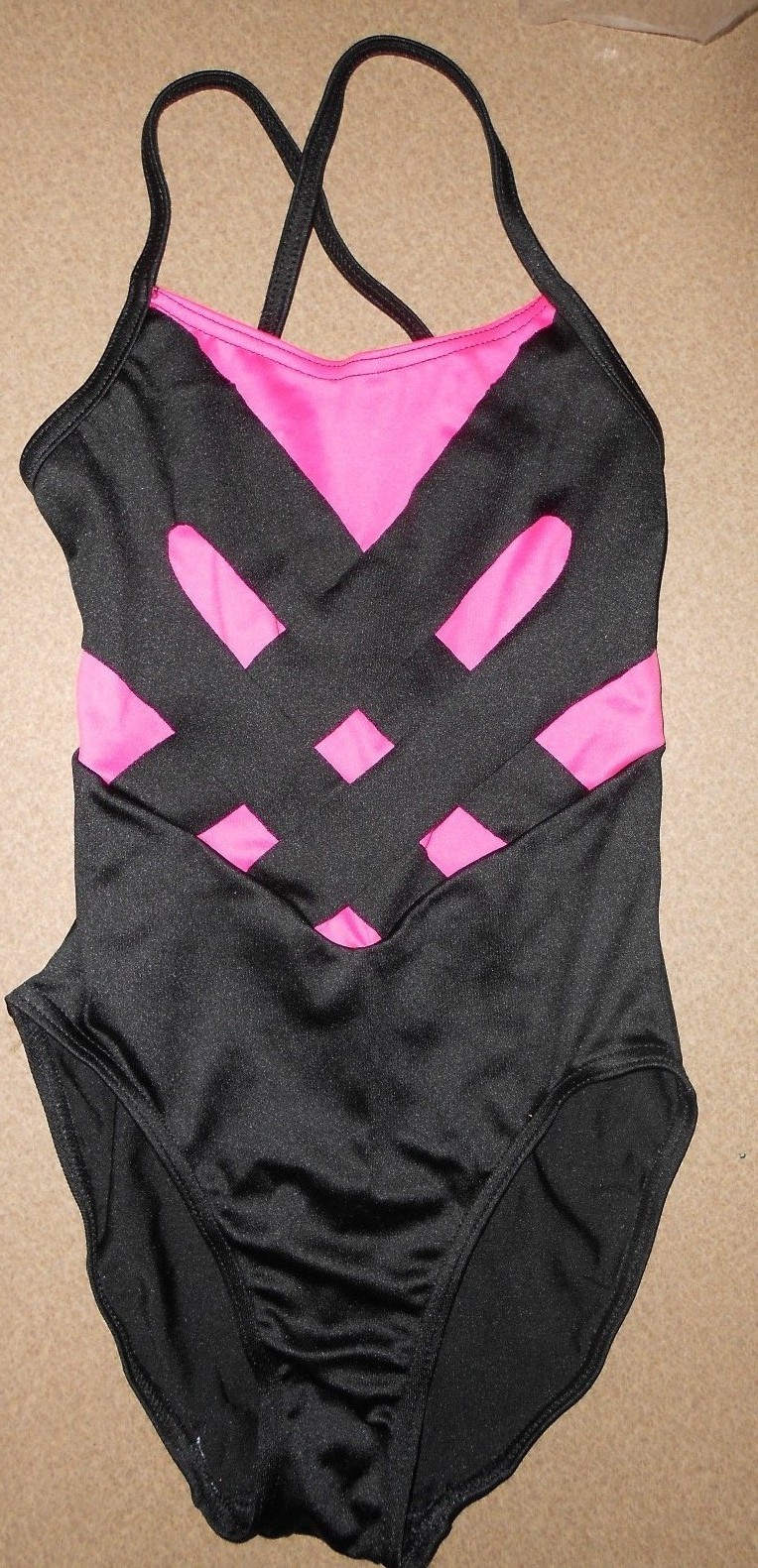Camisole Leotard Neons with Black cutout 3 COLORS Lime Pink Orange Ch/ladies