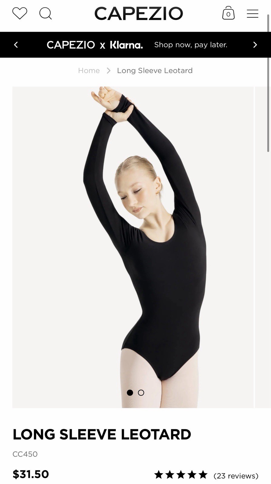 NEW with Tags Capezio Black Long Sleeve Leotard – Size Medium