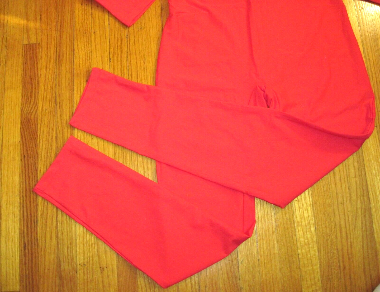 Plus Size Shiny Red Long Sleeve T-Neck Foot Less Unitard Size XL-14-16 New