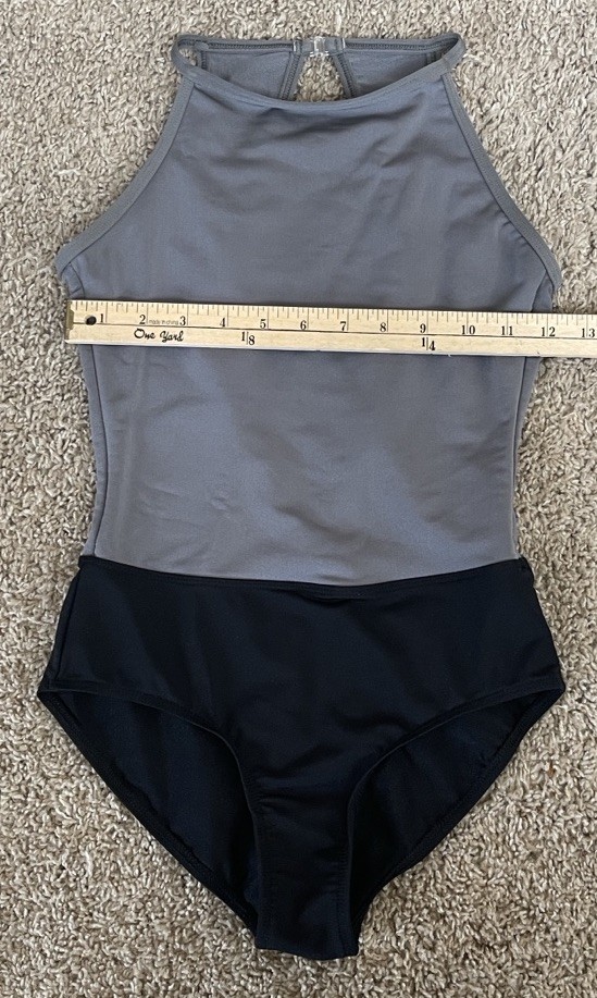 Mariia Crown Women’s Black/grey Color block Keyhole Back Leotard XS