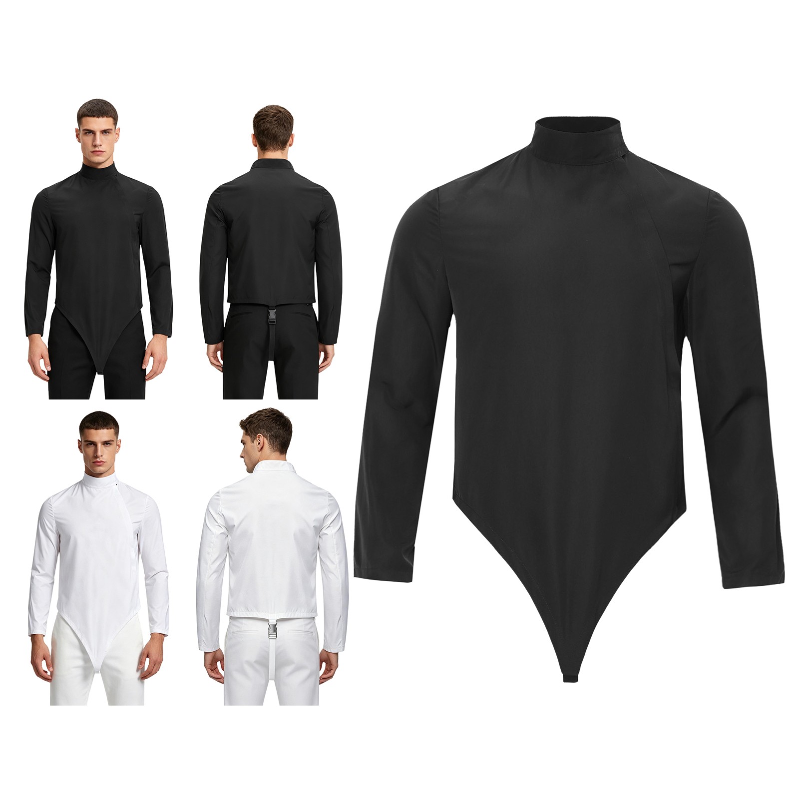 Men Leotard Performance Bodysuit Epee Jacket Zipper Vest Buckle Crotch Uniform