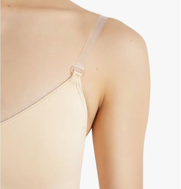 Capezio Women’s Camisole Leotard w/Clear Transition Straps Nude X-SMALL