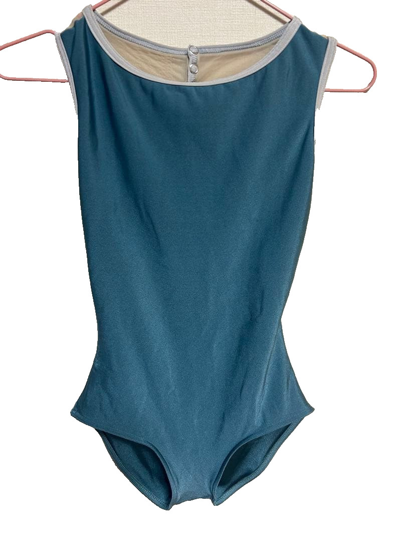 YUMIKO Ballet Leotard Blue Green x Beige Mesh size M F/S