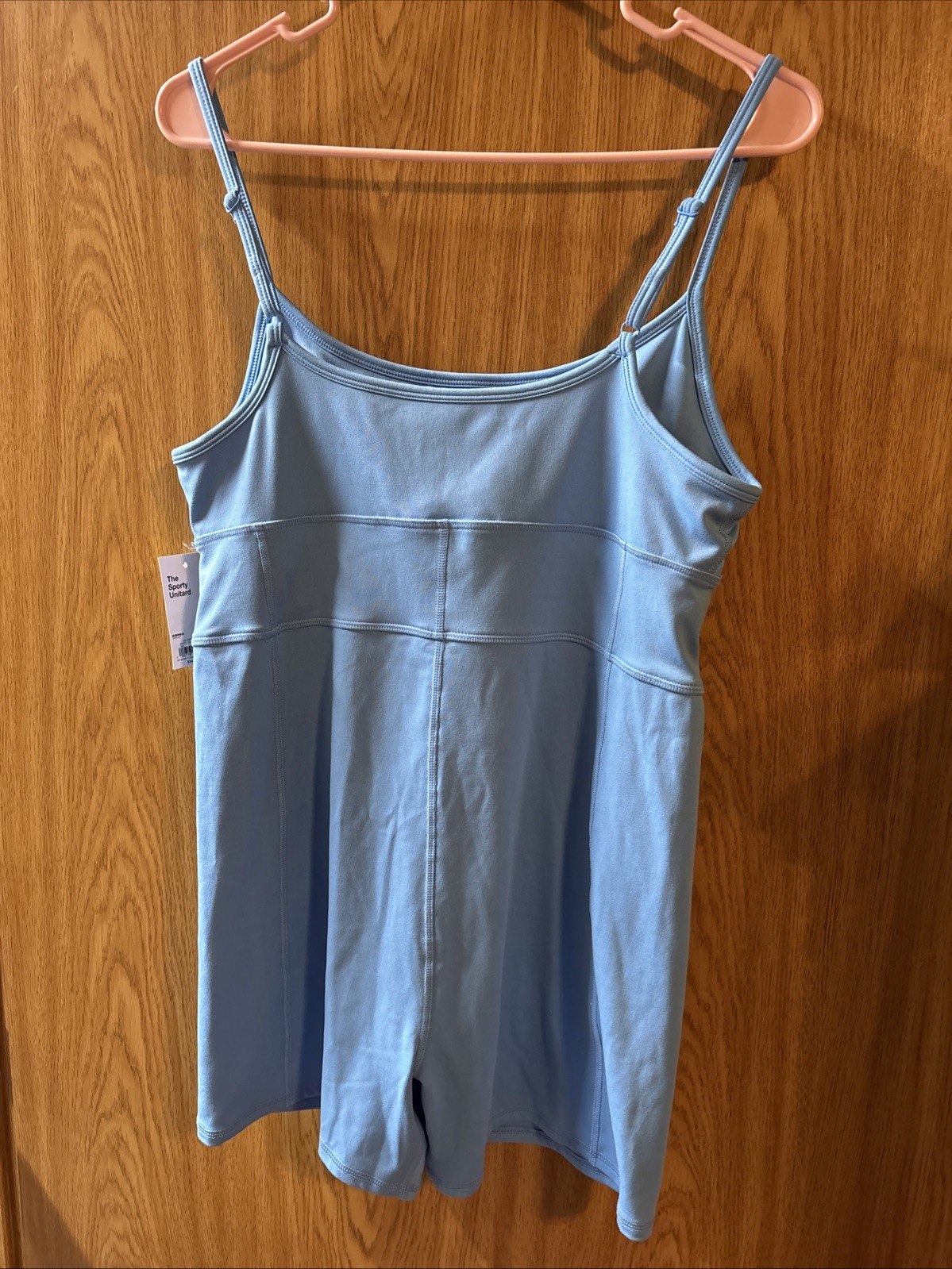 SO The Sporty Unitard Size L Carolina Blue Seamed Shorts Spaghetti Strap NEW
