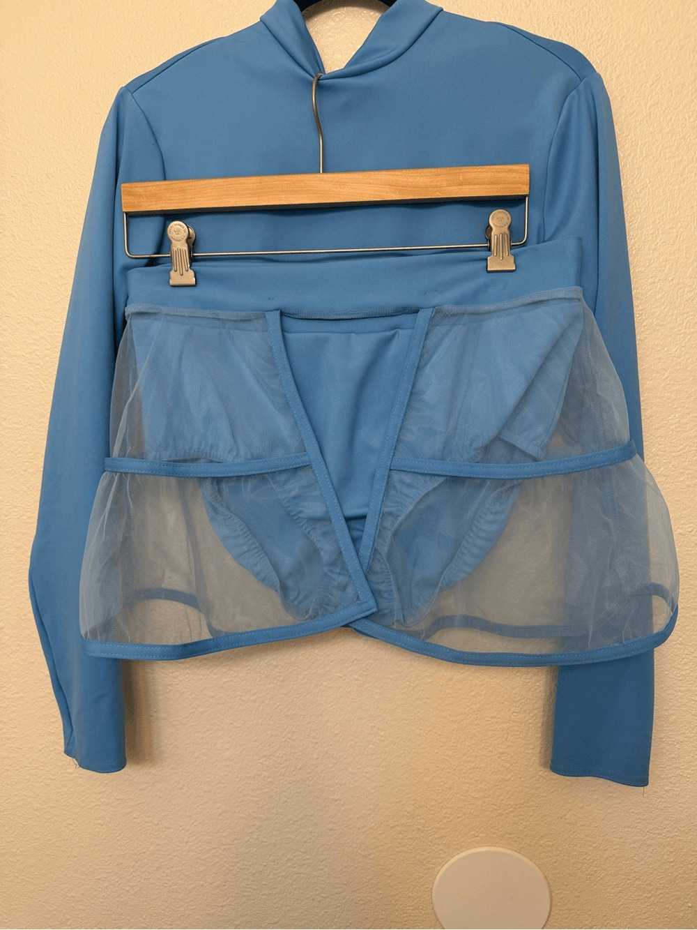 Kelle dance lyrical contemporary costume blue 2 piece open back XLA adult