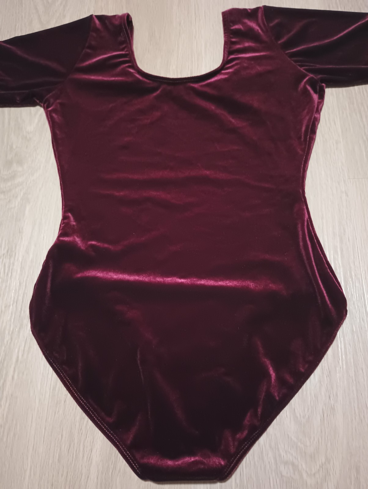 REFLEXTIONS Burgundy Red Velvet Stretch Leotard Bodysuit Dance Suit One Piece L