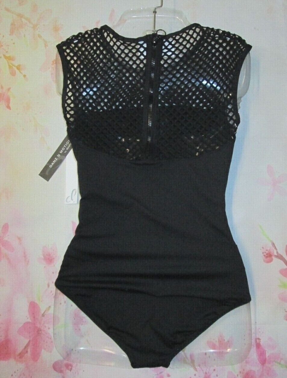 Leotard New Women’s XL Dance Ballet Gymnastics Jazz Black Danshuz Fishnet Mesh