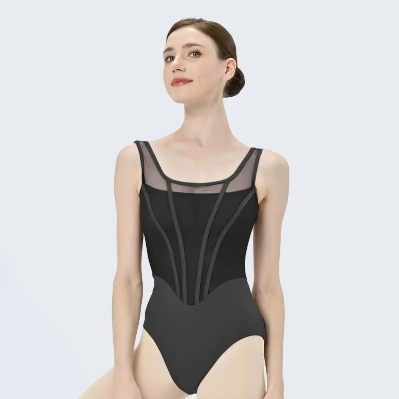 Retro Ballet Leotard Women Design Spliced Gymnastics Bodysuit Dance Clothing