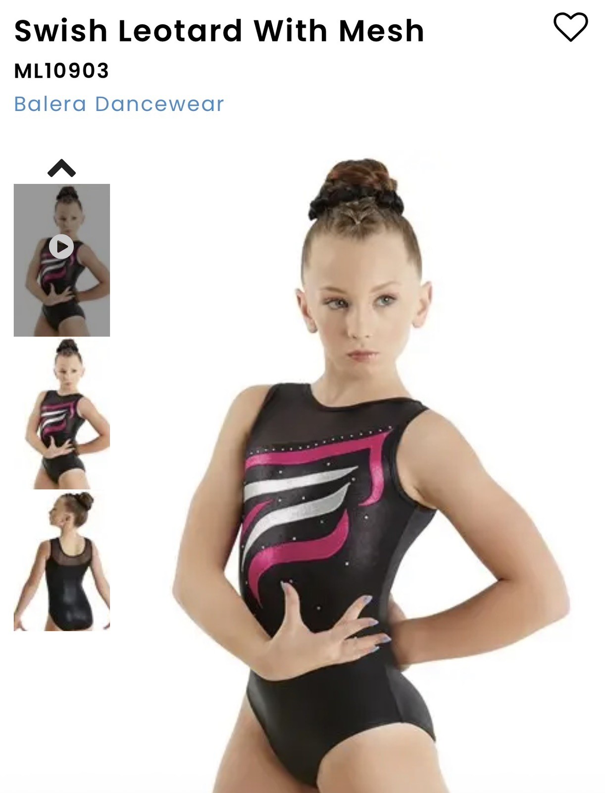 Balera LA Black Pink Swish Leotard Mesh Rhinestone Dance NWOT