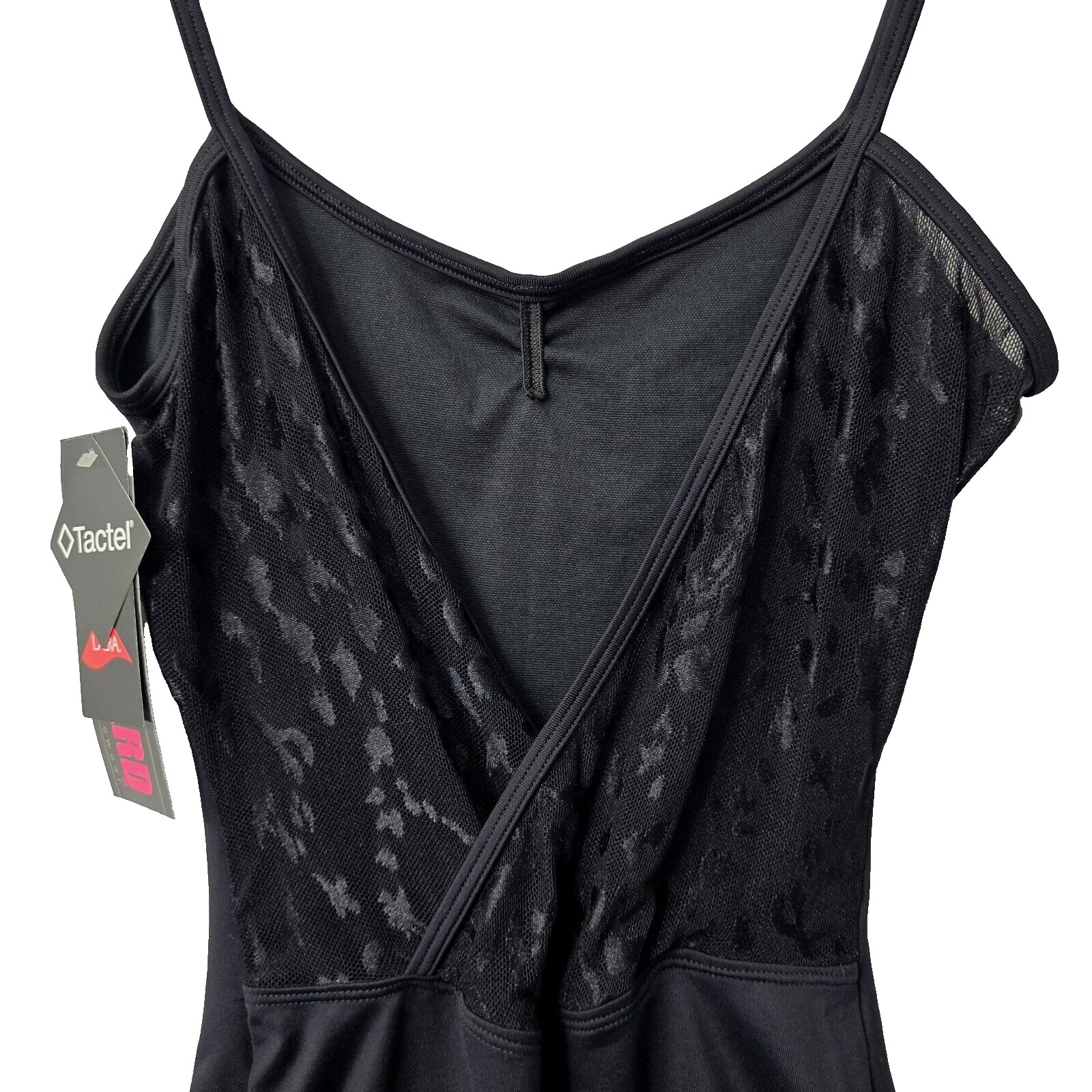 Eurotard Leotard Leo Lace Back AL L Adult Large Black Dance Gymnastics Modest