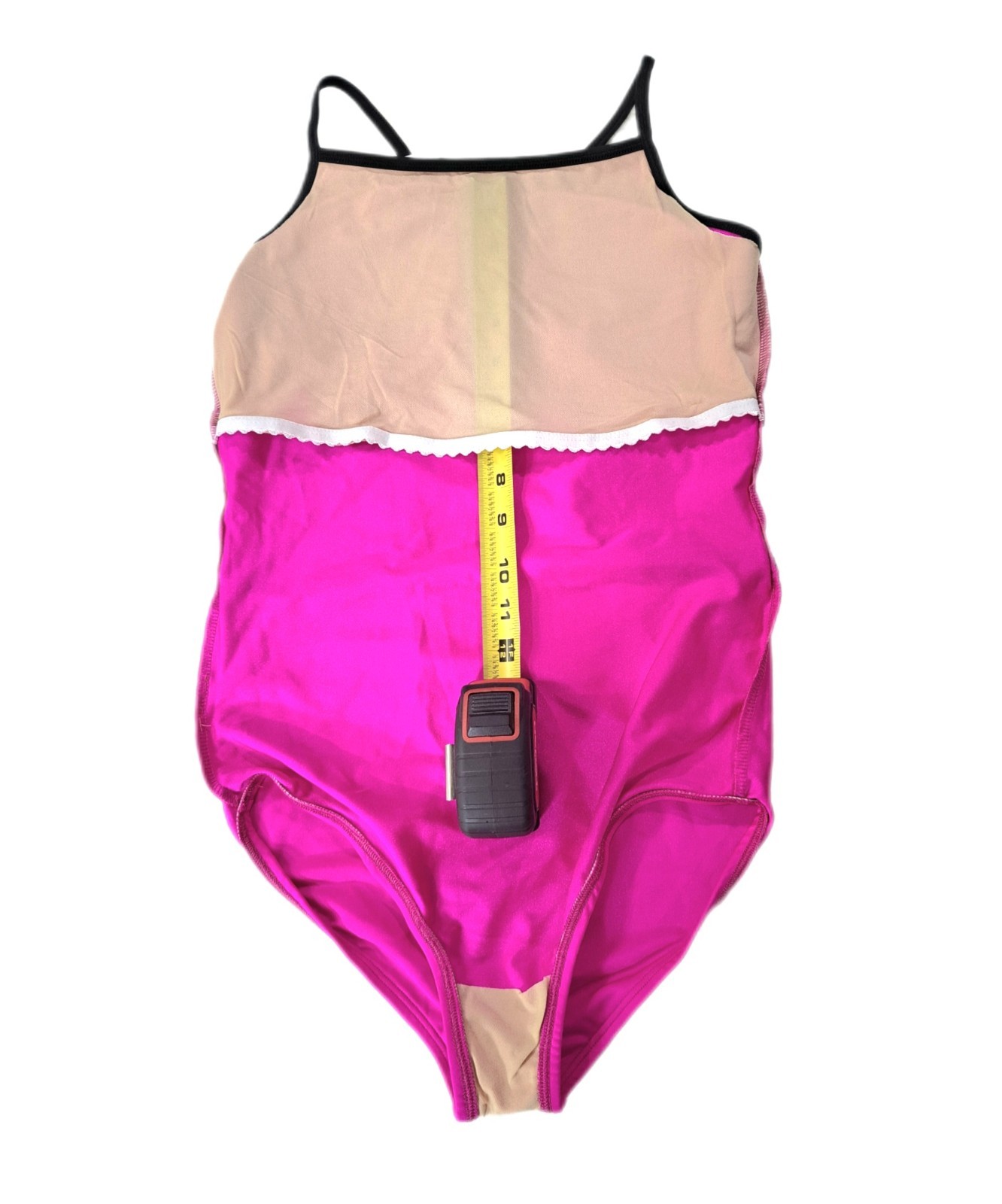 Aja VTG Hot Pink Side Cutout Keyhole Crossback Leotard Coolmax Bra Liner Size AM
