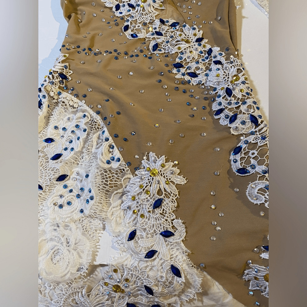 Custom made glamorous mature solo ballroom dance costume rhinestoned SA adult