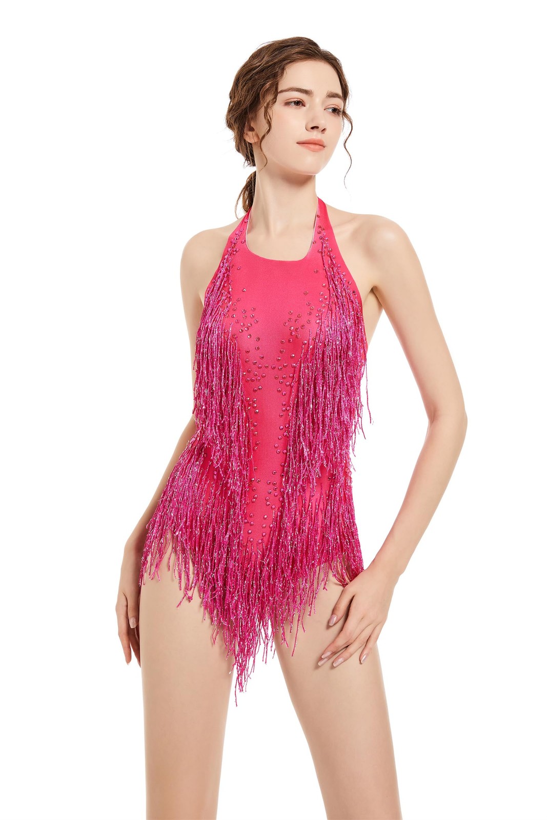 Women Rhinestone Bodysuit Sparkly Drag Queen Latin Dance Costume