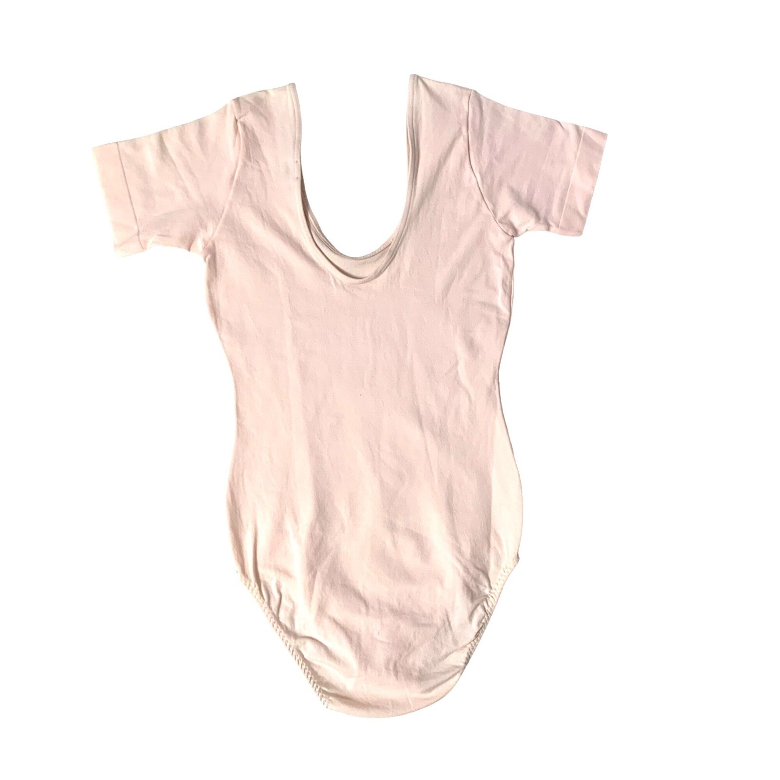 Danskin Adult Leotard Bodysuit Theatrical Pink Short Sleeve Scoop Neck M