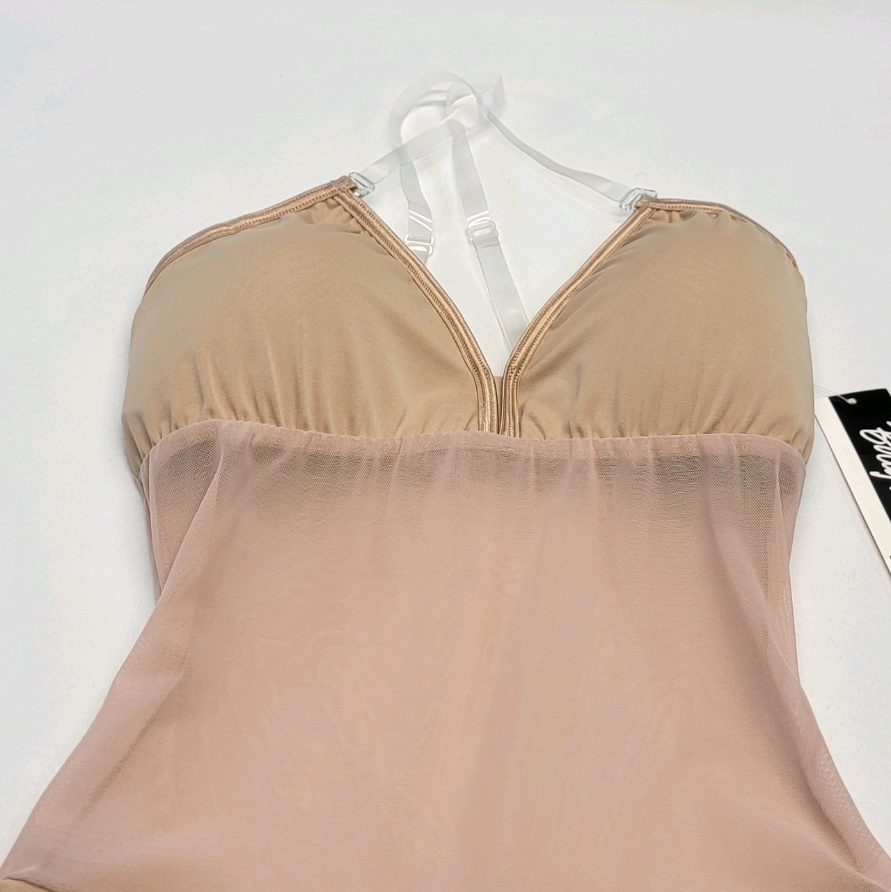 Body Wrappers Camisole Convertible Biketard Beige PowerMesh Midsection SZ MA
