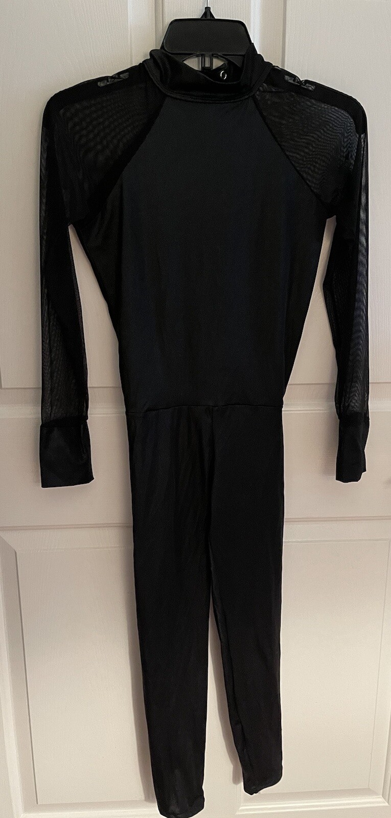 Kizzi Dancewear Black Mesh Long Sleeve Unitard, Open Back, Adult Medium **see