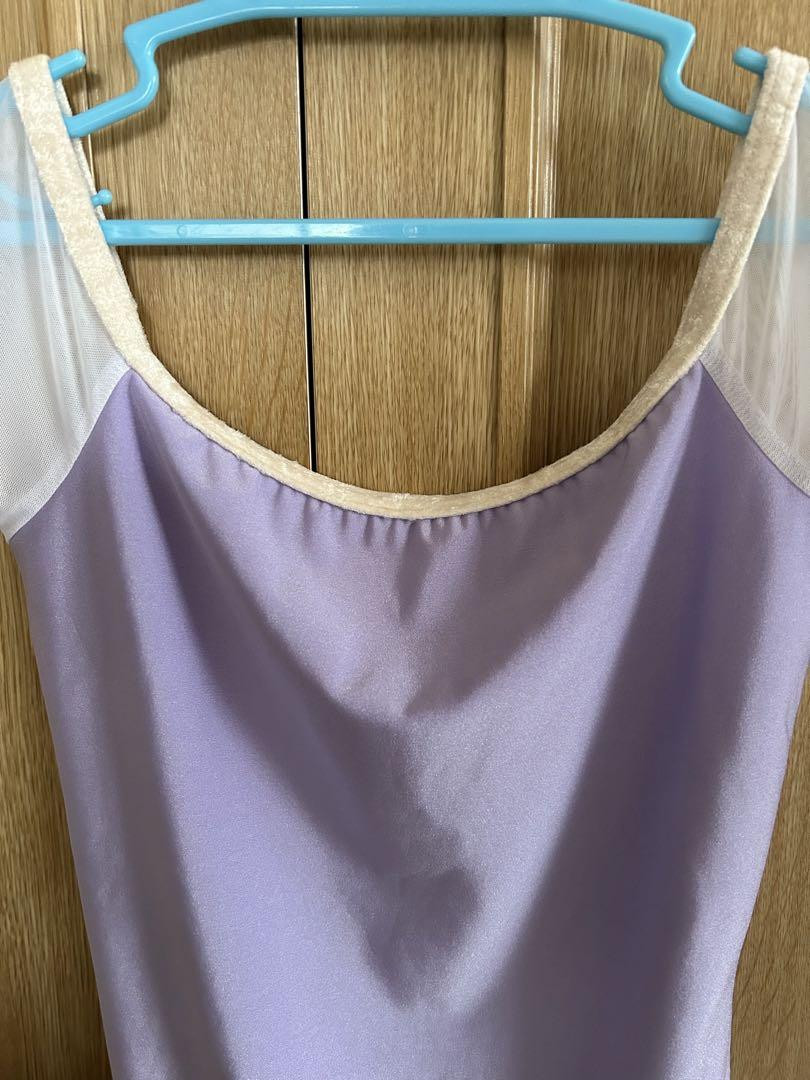 YUMIKO Leotard SL Light Purple Velvet Trim Made in Spain Rare