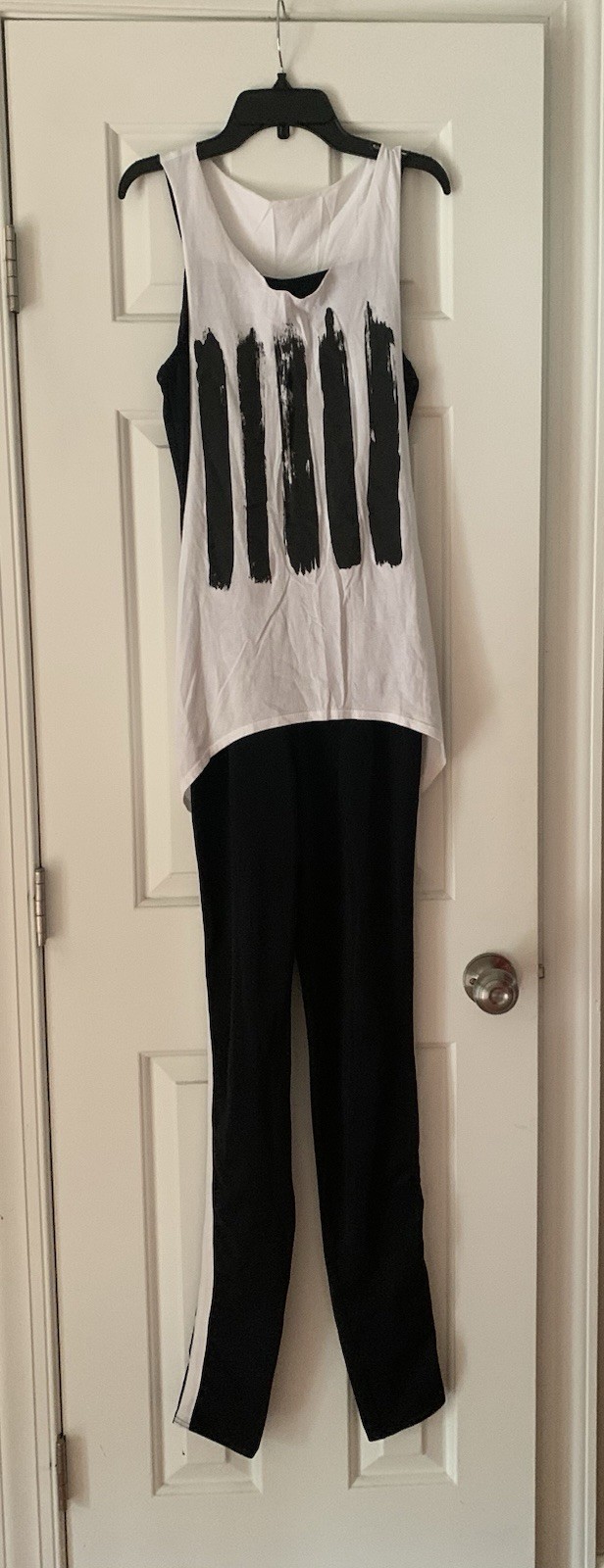 Adult Large Black w White Full Length Unitard w Top Shirt Hip Hop Dance Costume