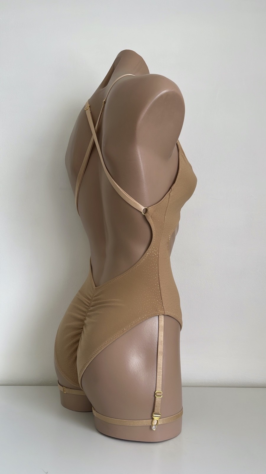 Schminke 🔥 dance wear nude mesh sparkle bodysuit monokini pole-wear one-piece