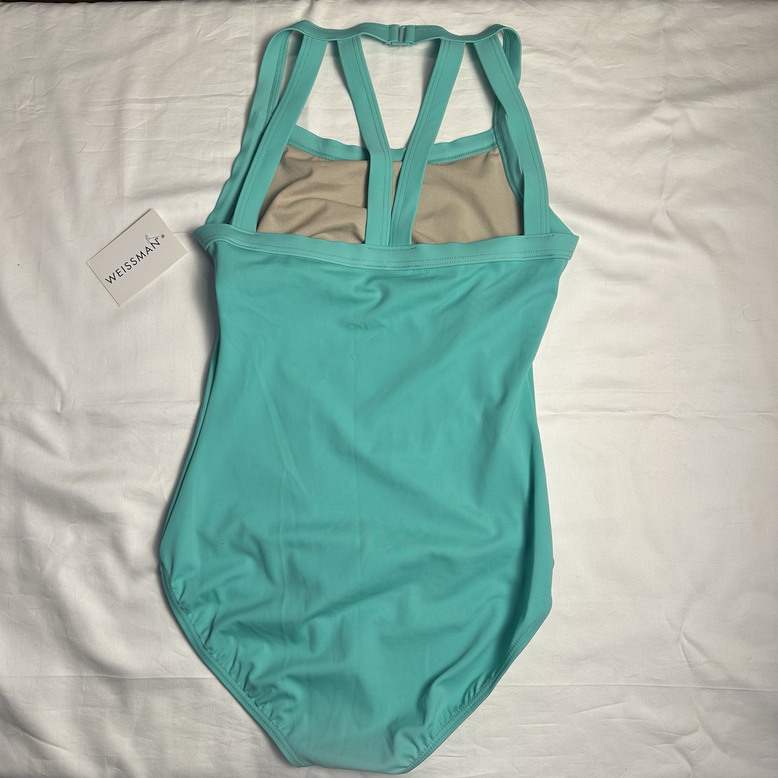 Weissman NWT Aqua Wide Camisole Strappy Ballet Dance Leotard SA 14538