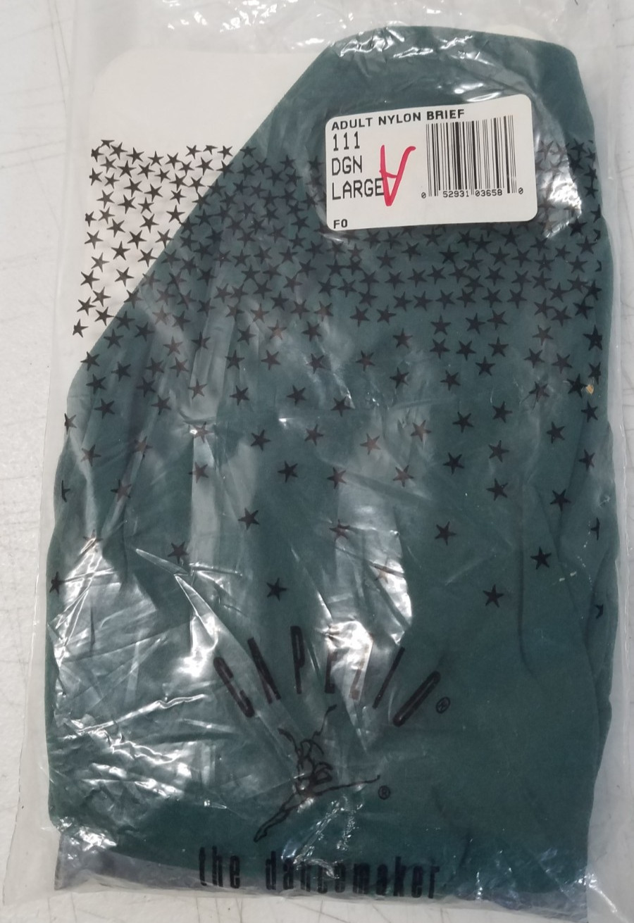 Capezio Dance Briefs Gymnastics Style 111 Adult Sz L Dark Green Nylon NOS 5144