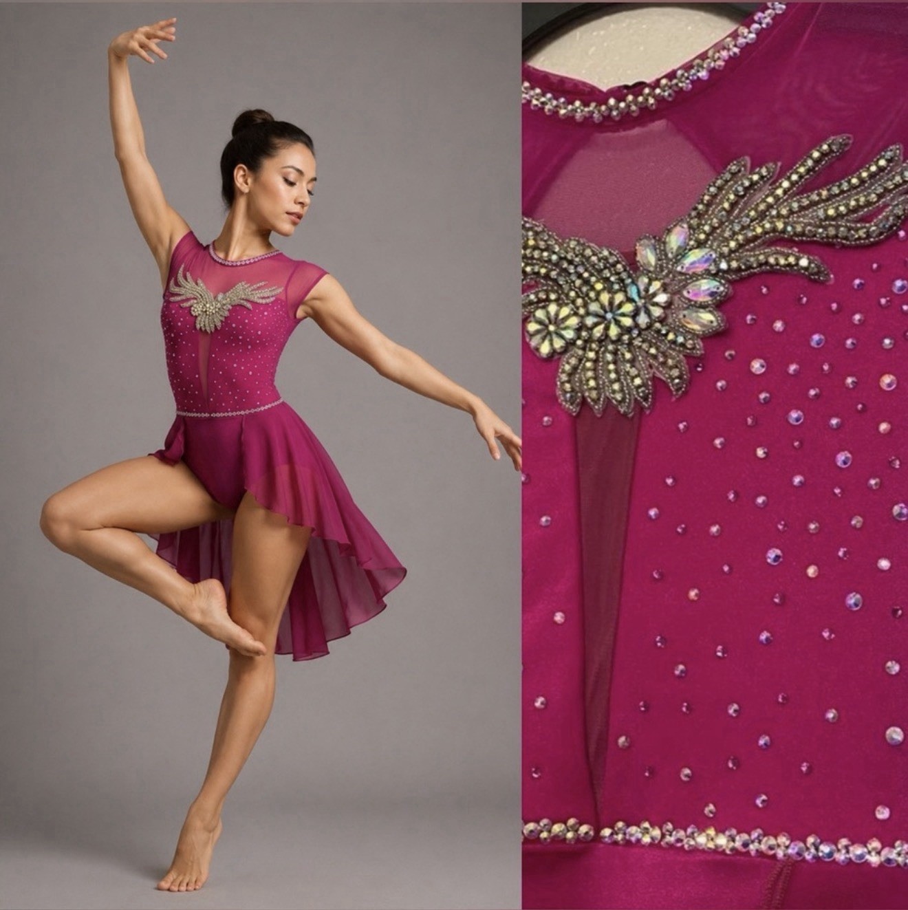 The Lineup dance costume lyrical hot pink custom SAGE SKIRTED LEOTARD SA 14