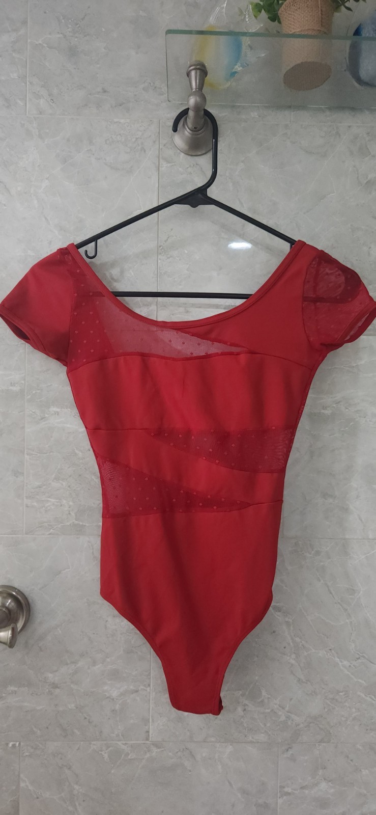K.H Martin Brand Red Jr/Petite Adult Cap Sleeve Leotard With Lace Details