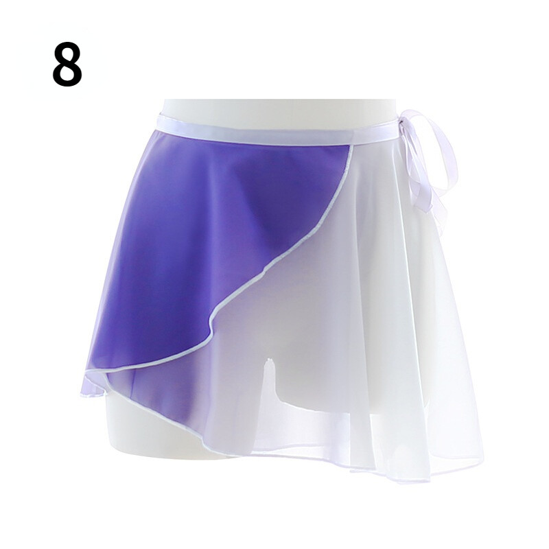 Women Ballet Dance Wrap Skirt Mini Chiffon Practice Gradient Color Dancewear New