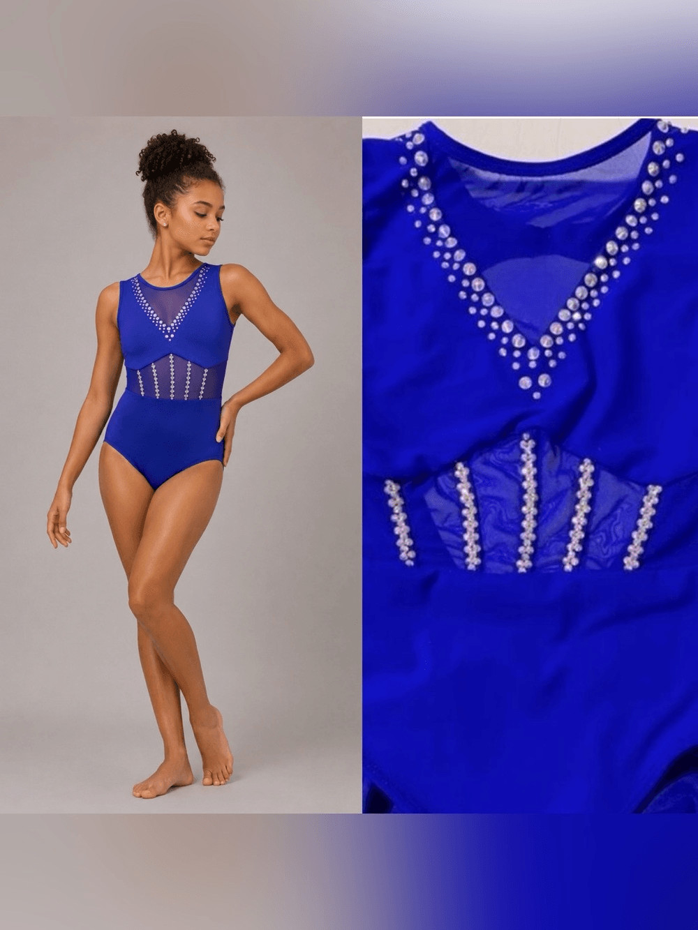 Five Dancewear solo dance costume royal blue illusion contemporary acro XSA adu