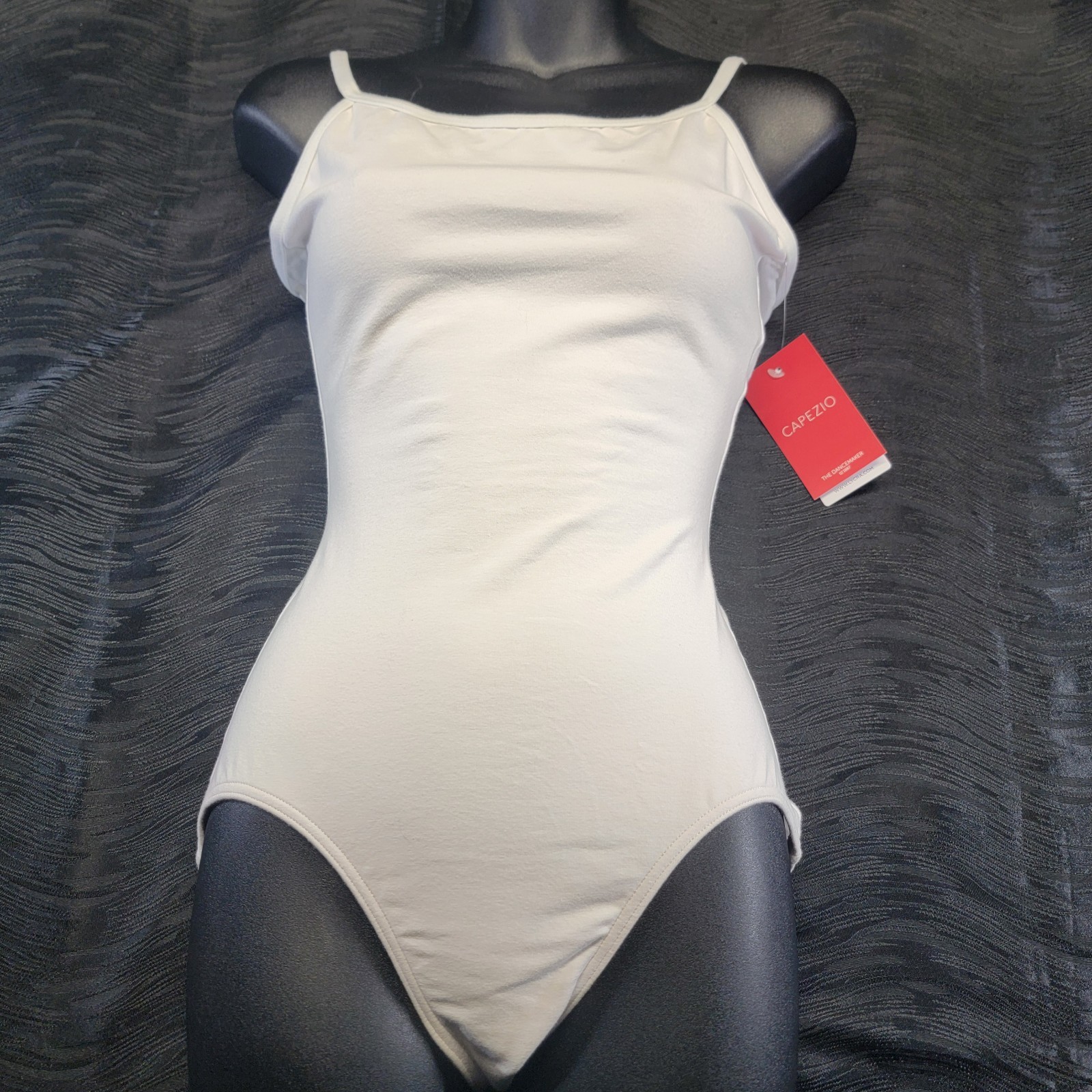 Capezio Camisole Leotard w/Adjustable Straps White scoop front Neck V-back SZ LA