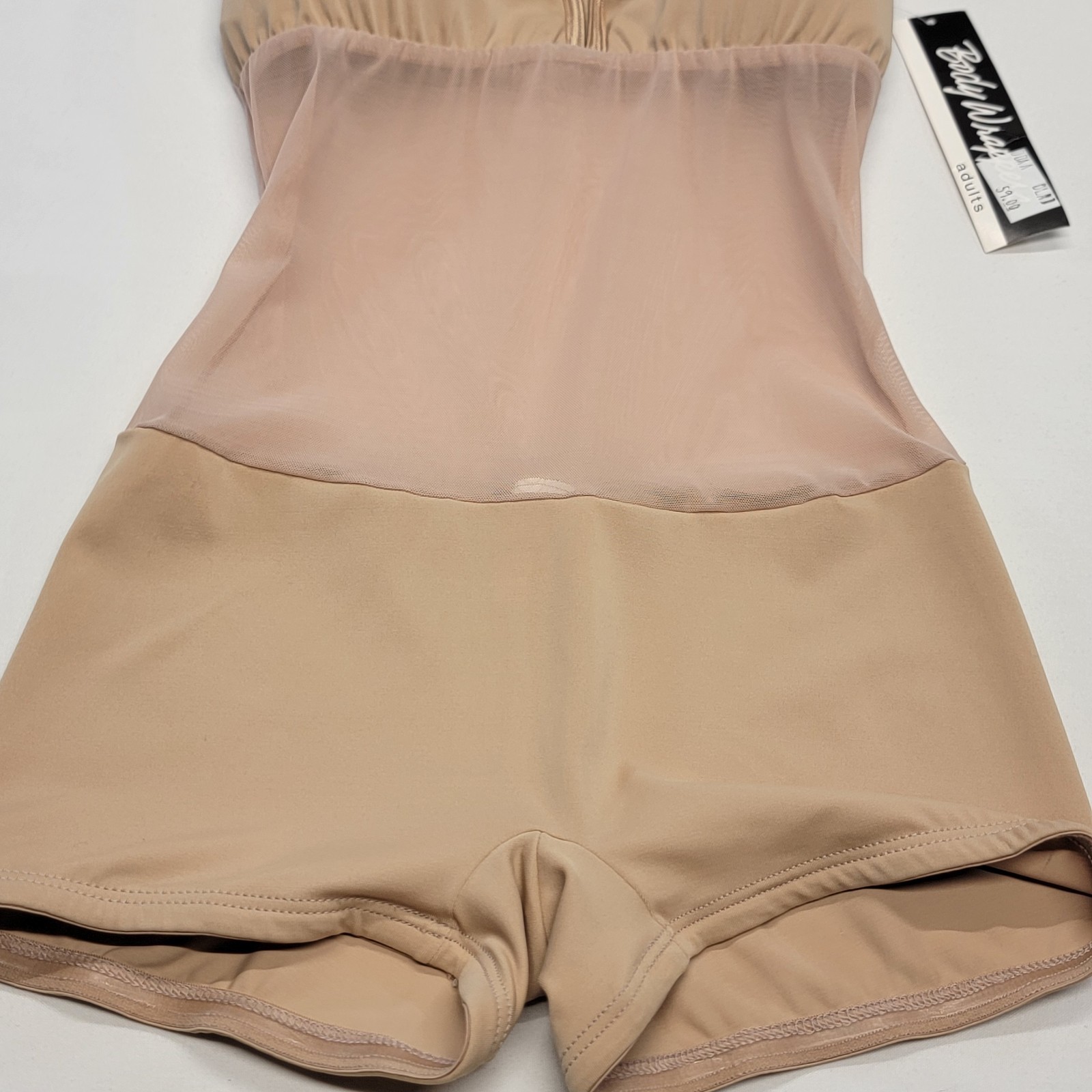 Body Wrappers Camisole Convertible Biketard Beige PowerMesh Midsection SZ MA