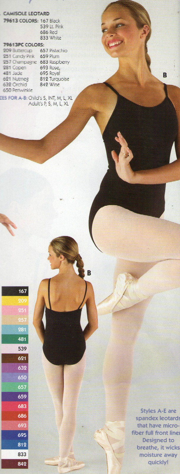 Camisole DANCE LEOTARD frontlined various colors adult/child over 40 available
