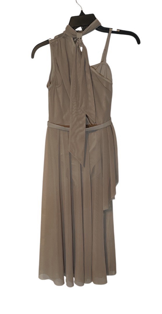 WEISSMAN Balera ~Size LC~ Dance Lyrical Tan Beige One Shoulder Tied Neck D13079
