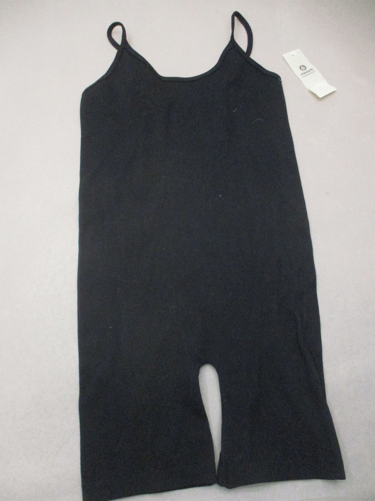 NWT Mono B Size M/L Womens Black Cami Athletic Fitted Ribbed Unitard Shorts 013