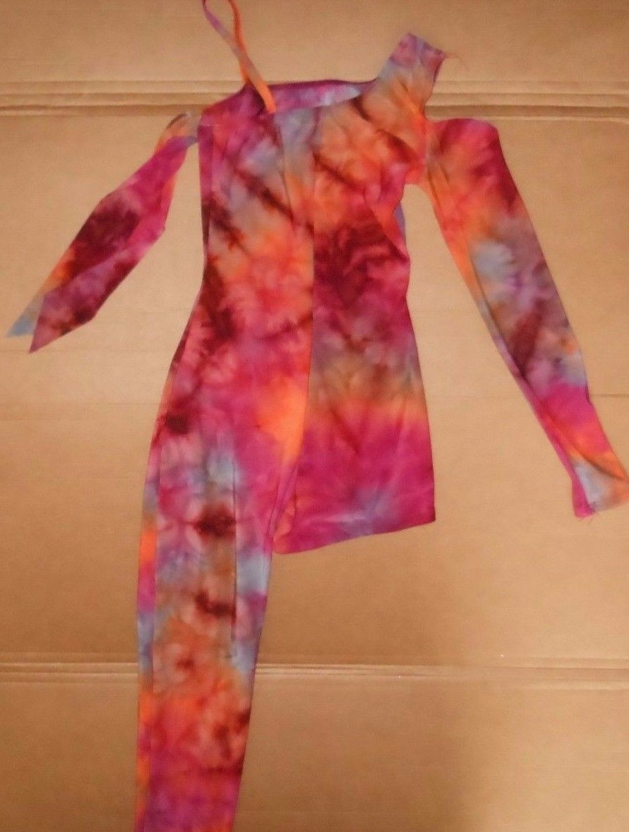 NWOT One legged Unitard Lyrical Tiedye Shelf Lined Dance Ladies Size petite