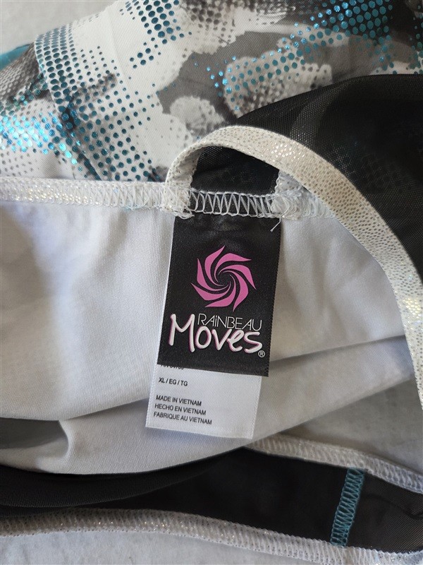 NWOT Rainbeau Moves XL Sparkle Camo Blue Dance or Gymnastic Leotard 129331