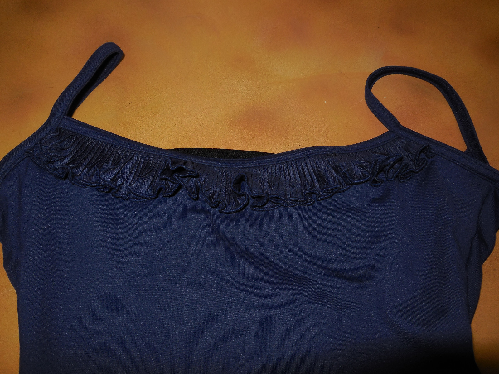 Dance Bloch Navy Blue Cami Shorty Unitard Frill Front Ladies Sm Adult U5980