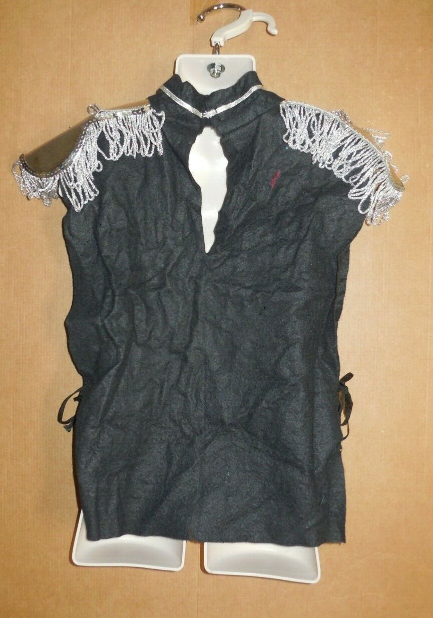 Soldier Tunic Side Ties Black w/Silver Trim Child Silver Epaulettes